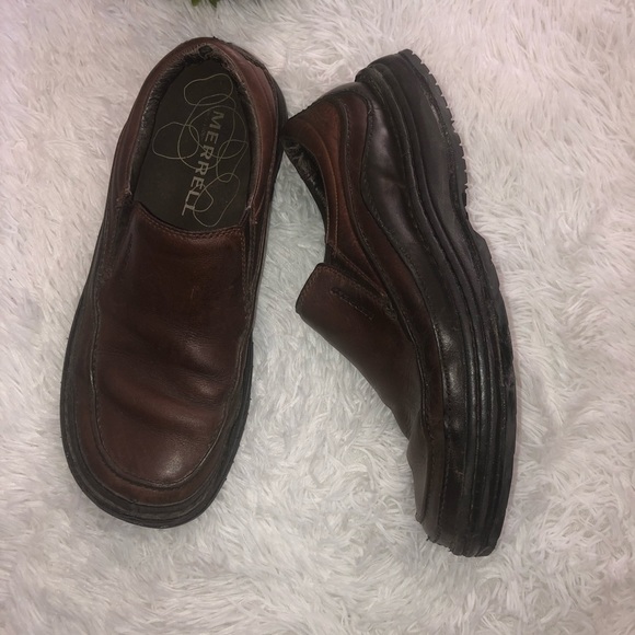 merrell mens slip on leather shoes